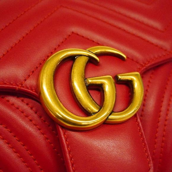 Gucci Gg Marmont Red Leather Shoulder Bag (Pre-Owned) - Picture 8 of 11